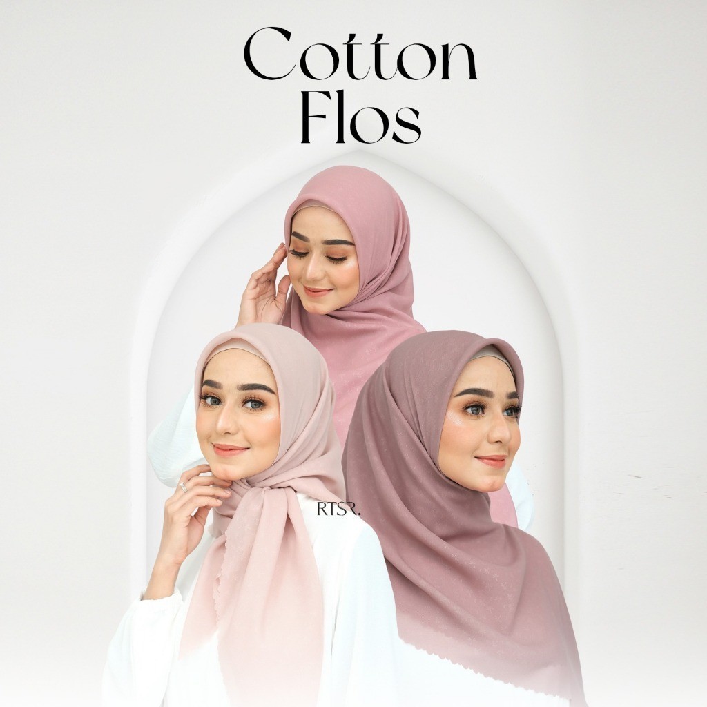 RTSR Cotton Flos hijab segiempat premium lasercut