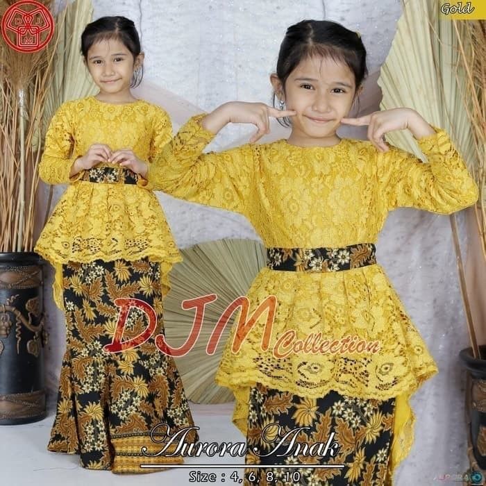 KEBAYA CANTIK _ SETELAN KEBAYA ANAK PERMPUAN 3-11TAHUN + ROK KEBAYA /  SET KEBAYA ANAK AURORA BROKAT