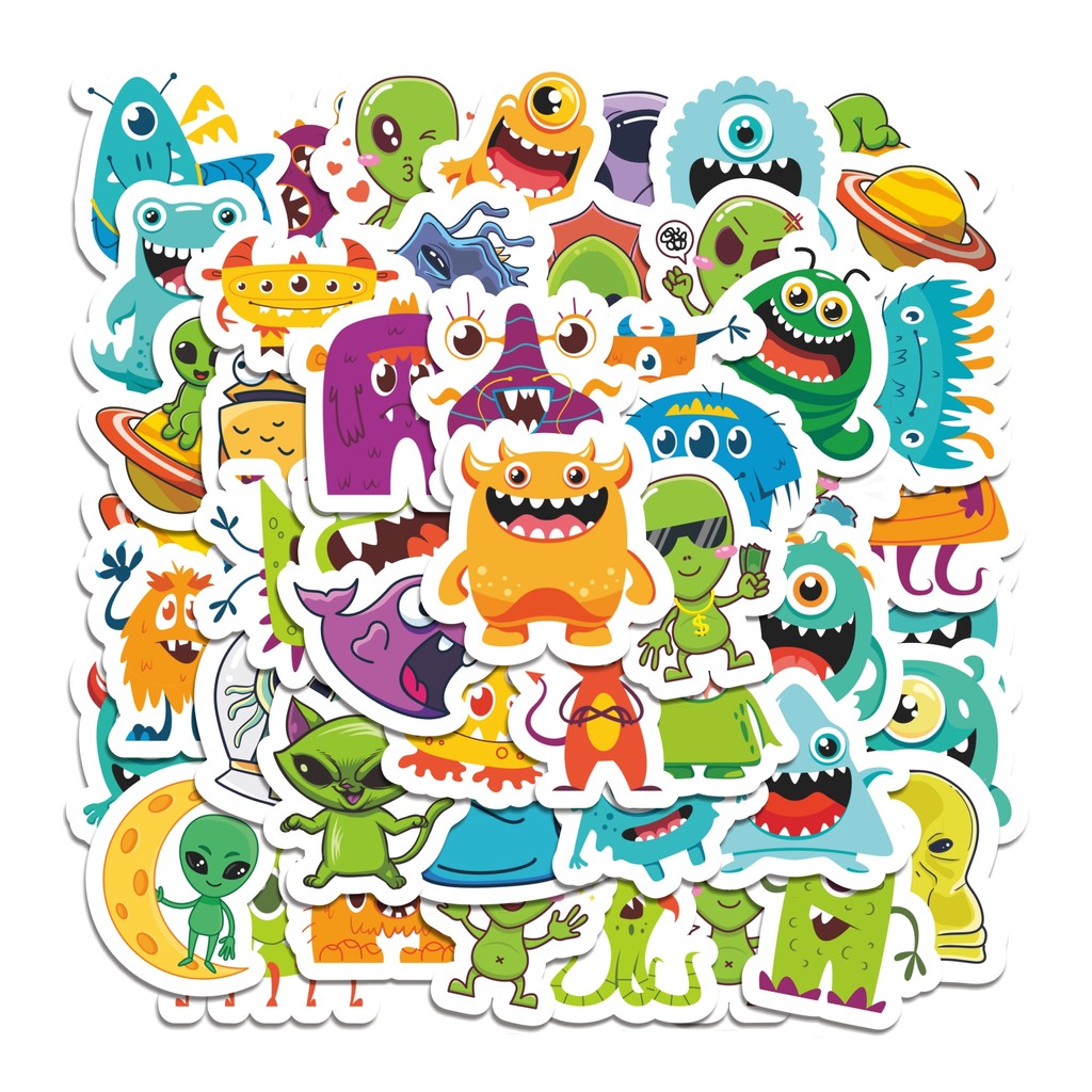

COD 50 Pcs Stiker Kartun Alien Lucu Anti Air Untuk Dekorasi Notebook Sepeda Skateboard Handphone