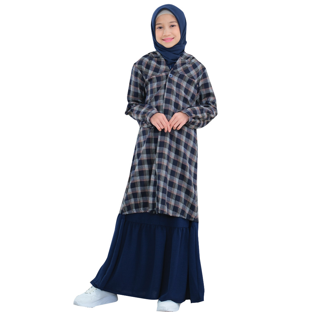 Gamis Dress Outer Hoodie Flanel Anak Terbaru Busana Muslimah Super Premiuim LGA 855