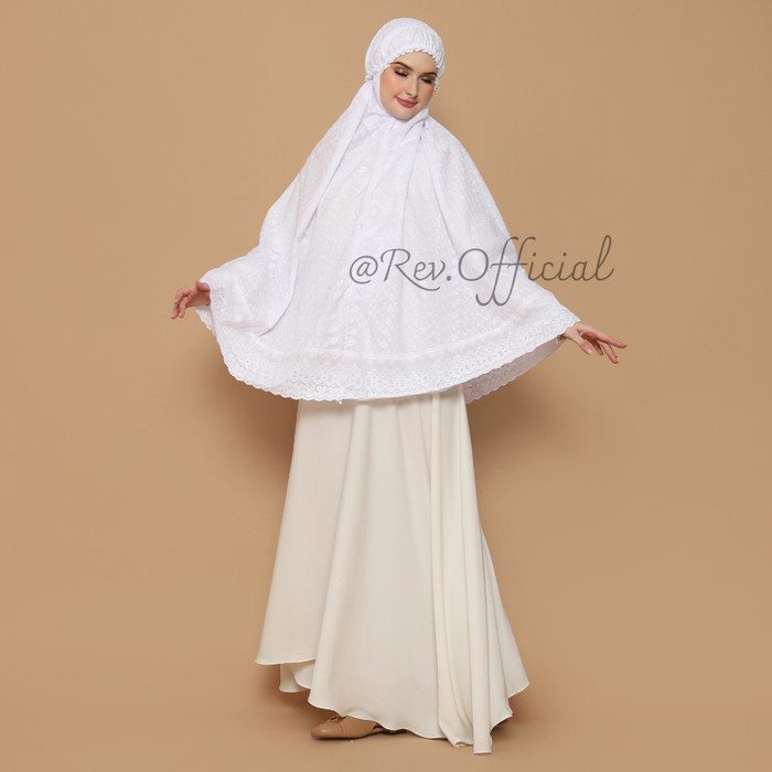 Bergo Kantong Wanita Putih Bordir / Perlengkapan Haji dan umroh Wanita - Putih Bordir