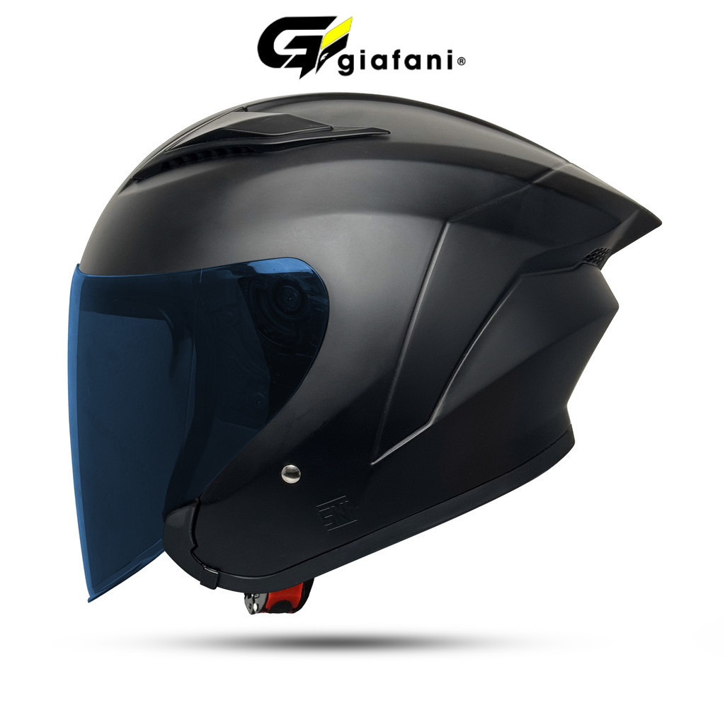 Helm Half Face | MJM Batman Black Doff Kaca Iridium Blue / Silver SNI [GIAFANI]