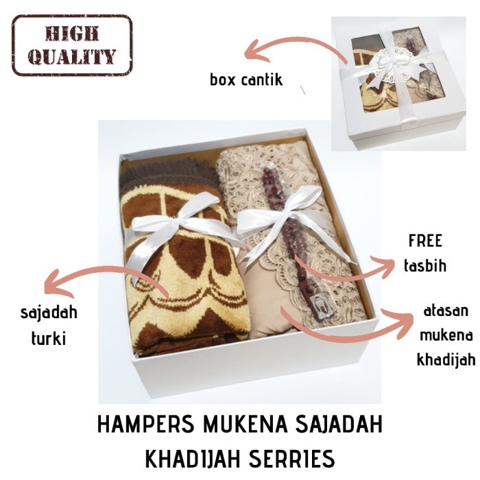 

[New Arrival HAMPERS KADO MUKENA KHADIJAH RENDA SAJADAH FREE TASBIH& KARTU UCAPAN - mukena sarung