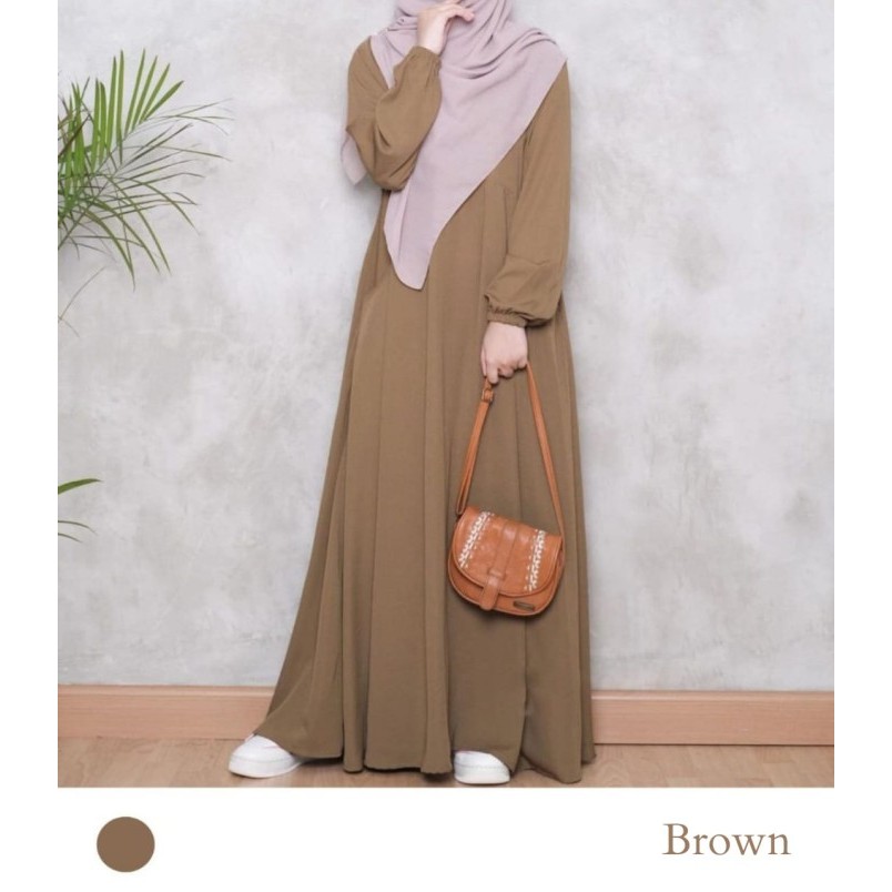 "V.NLN" - TERBARU aliva dress gamis wanita hijab azzahra - Brown, XL-XXL