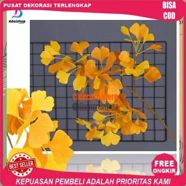 Daun Plastik Artificial Ginkgo Biloba Dekorasi Wedding Tanaman Palsu