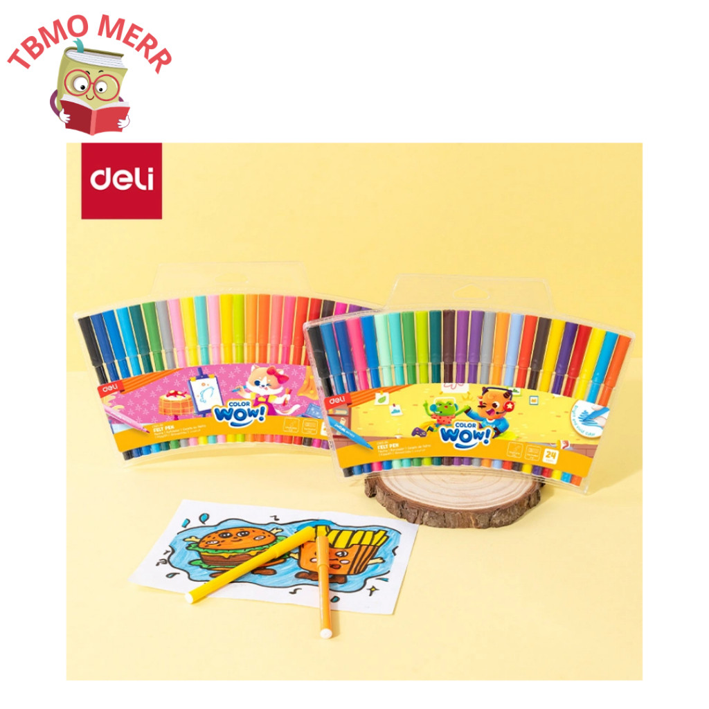 

Deli Felt Pen Color Wow 12C EC165-12 - 18C EC165-18 - 24C EC165-24 - Deli Spidol Set