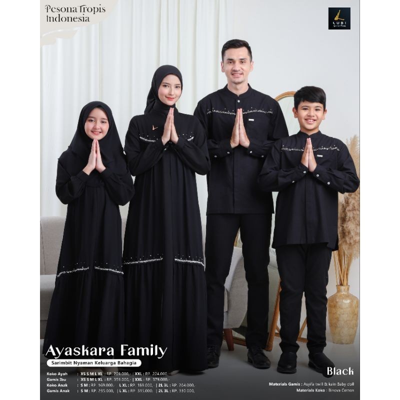 Lubi Ayaskara Family Black | Sarimbit Lubi Terbaru 2025| Gamis Lubi Premium Payet Ayaskara | Setelan
