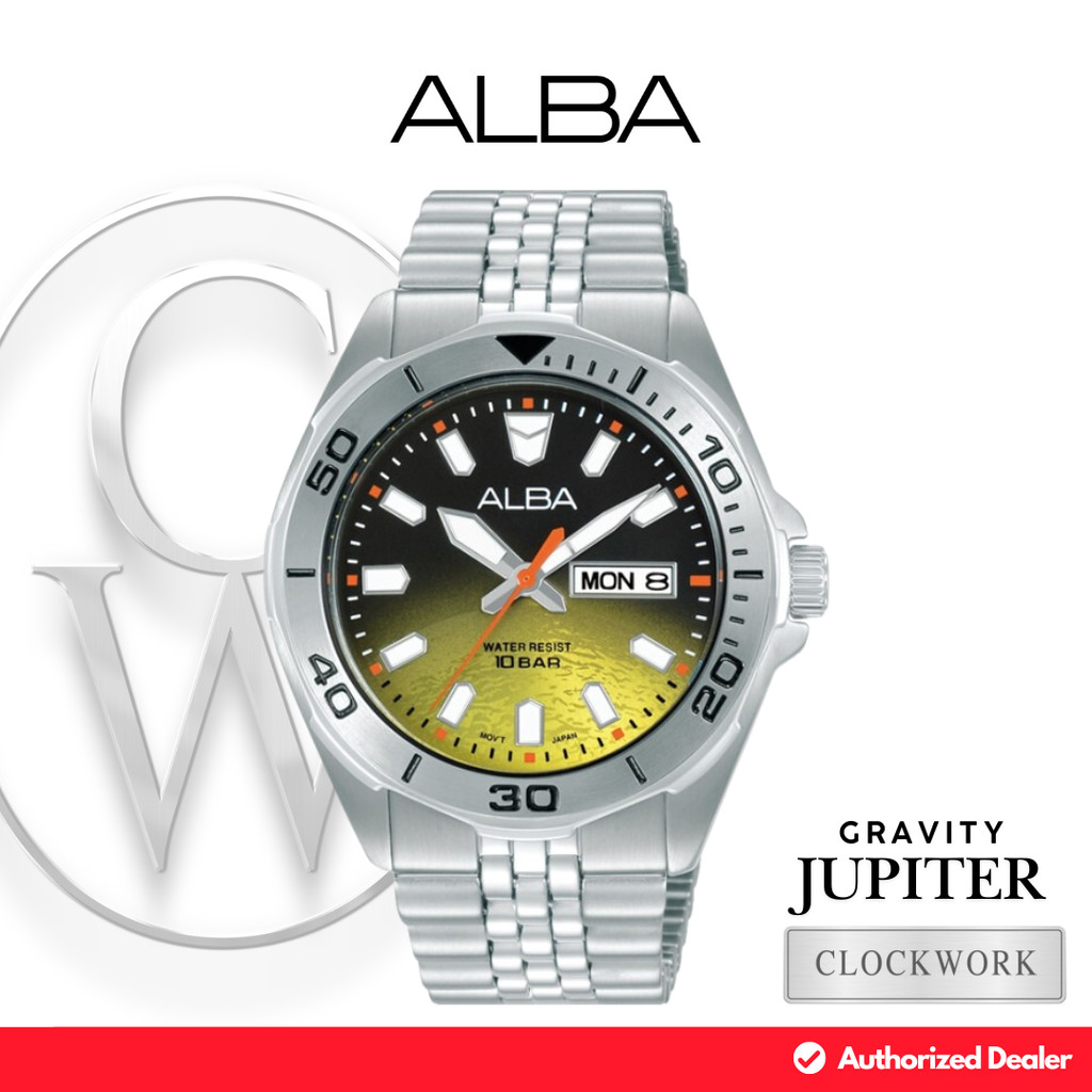 Jam Tangan Pria Alba Gravity Jupiter AV3583 / AV3583X1 Rantai Jubilee Classic Hitam Kuning