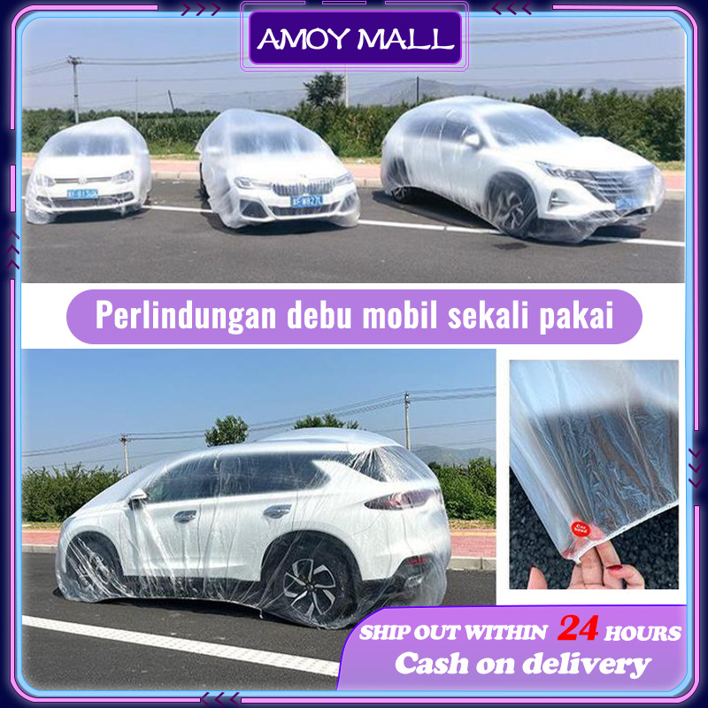 DISKON BODY COVER MOBIL TRANSPARAN SARUNG MOBIL BENING TEBAL PLASTIK WATERPROOF TRANSPARAN TEBAL