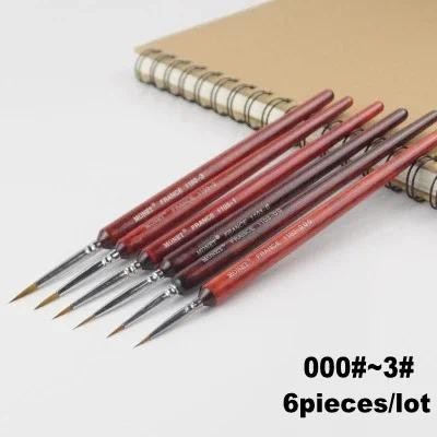 

6pieces /lot 000#~3# Model DIY Pen Pointed Painting Brush Outline Pen Combo for Assembly Model Building Military Model Tool