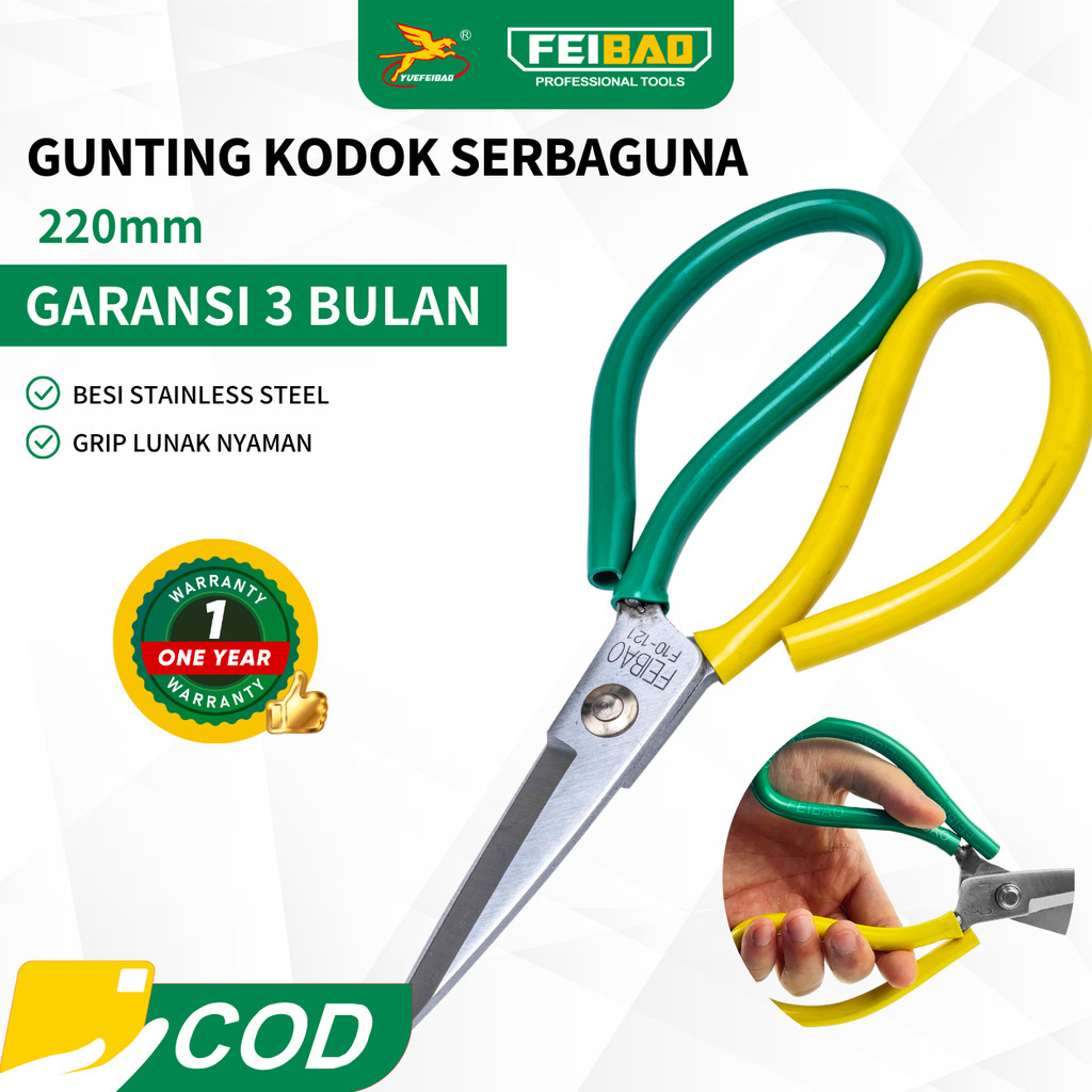 

Feibao Gunting Kodok / Gunting Tukang Serbaguna 220mm / Multifunction Scissor Ukuran Besar / F10-121