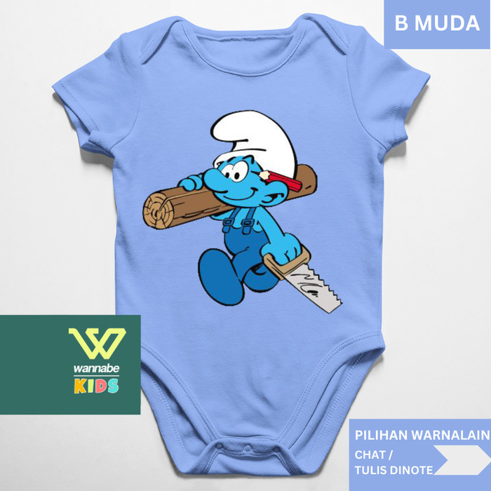 Jumper Bayi KOMIK SMURF 3 Baju Bayi 0-12 bln Baby Rompers