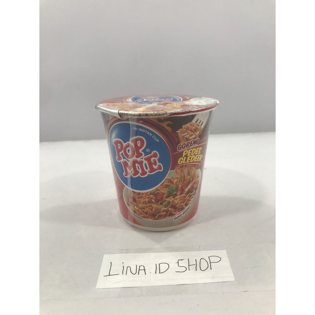 

Mi Instan Cup Pop Mie Goreng Pedes Gledeek Rasa Ayam Pedas Kemasan 75gr 3 Menit Penyajian / Indomie (1 Box Isi 12 Cup)