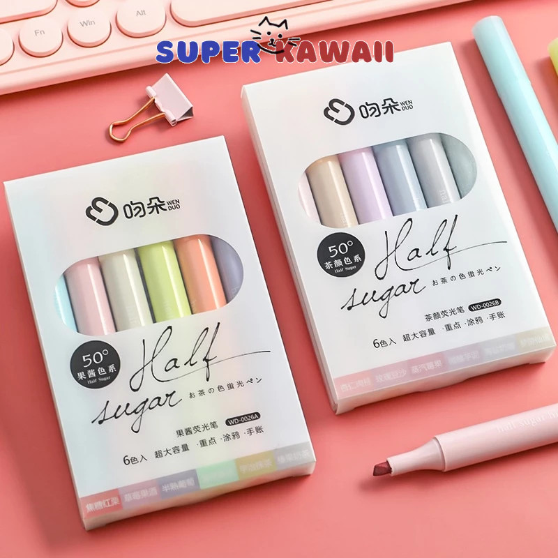 

Super Kawaii - [SK41] spidol highlighter 6 pcs warna soft pastel / marker
