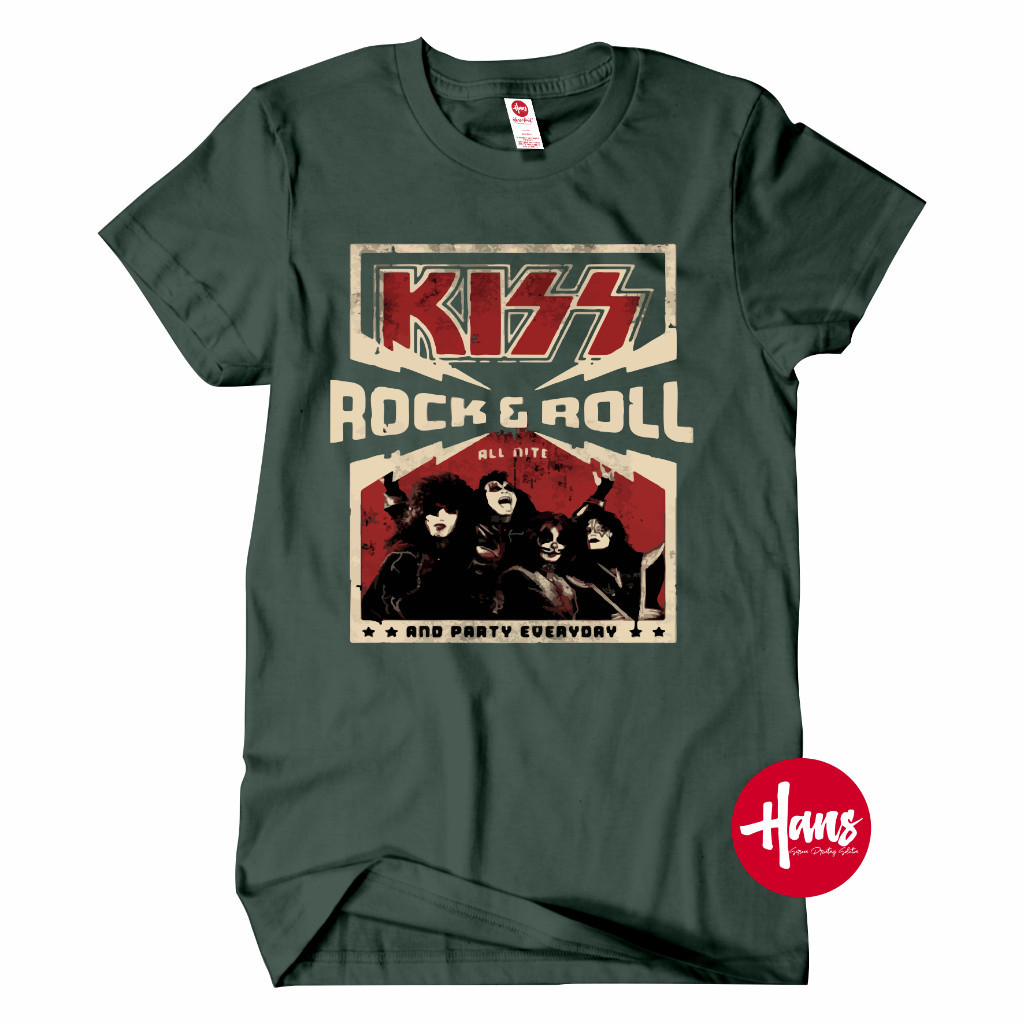 Baju Kaos KISS Collabs RNR - T Shirt Band Vintage KISS Baju Kaos Pria Wanita Tee - TREND - TERLARS /