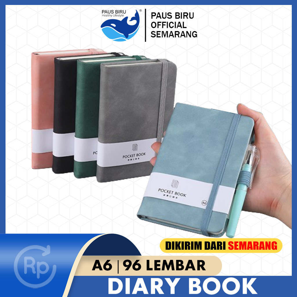 

Paus Biru - Aimilo Notebook A6 Pocket Book Buku Catatan Diary Kecil Pertemuan Scrapbook Mini 96 Lembar Buku Saku