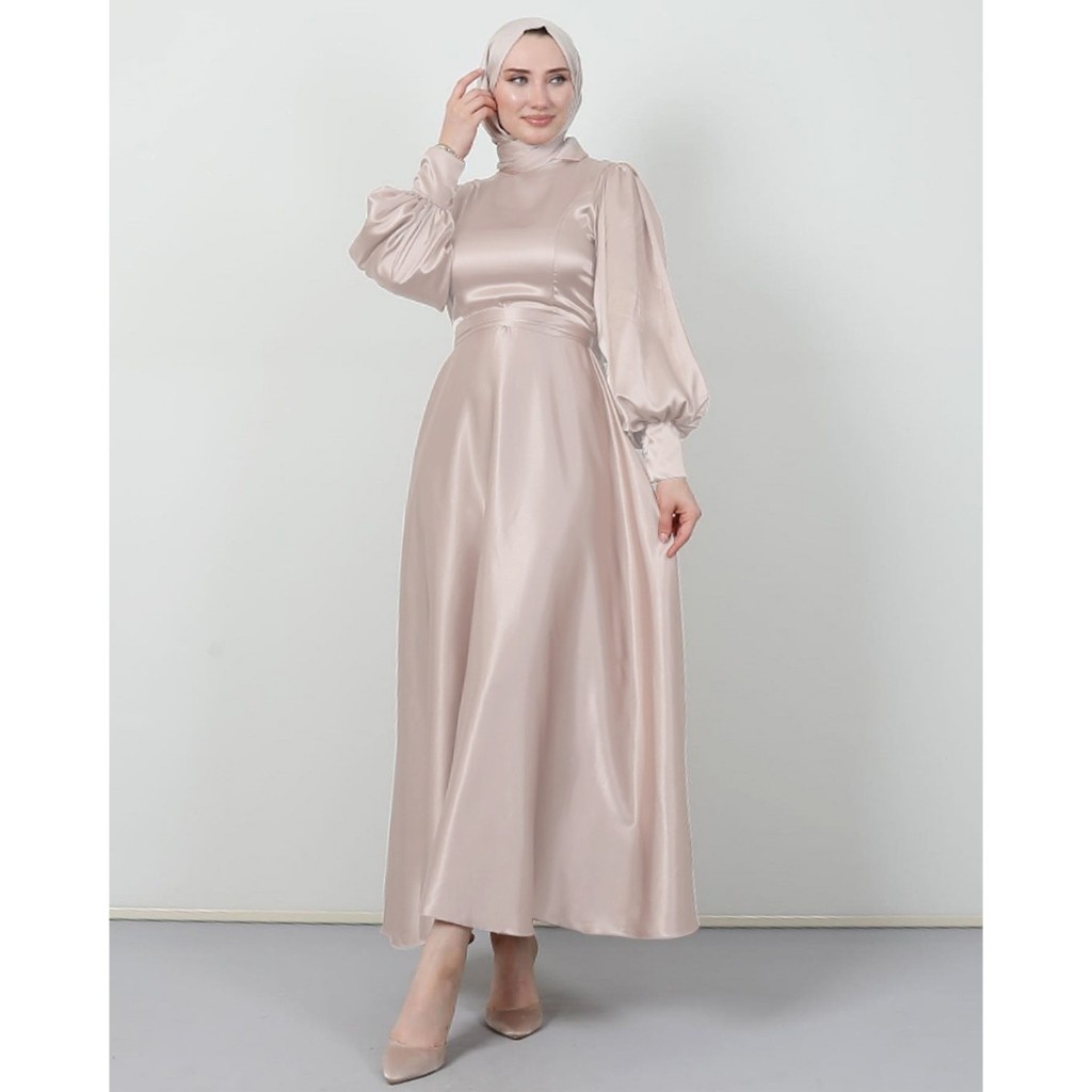 Lebaran Dress Satin Le Khari Dress Satin Baju Lebaran Dress Premium Gamis Armany Silk Busui Gamis Ko