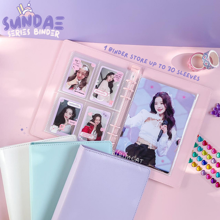 

PROMO!! -Sundae - A5 Binder Leather Case / Binder Album Photocard PC Pastel - Binder Only, Pink Sundae