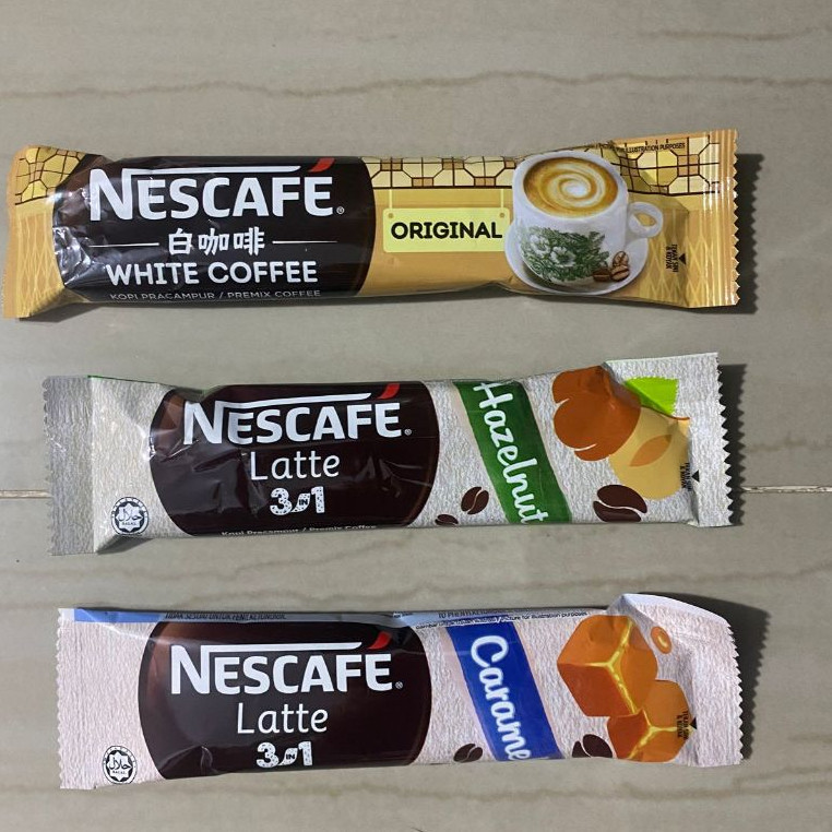 

Nescafe Malaysia Sachet - White Coffee - Latte Caramel - Latte Hazelnut