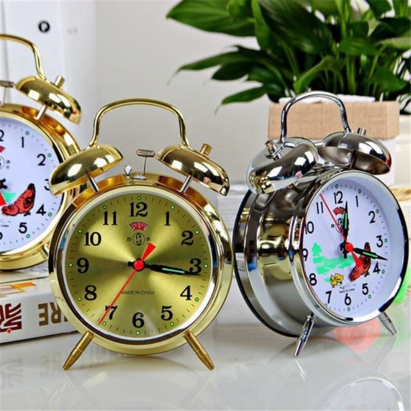 Jam Weker Besar Besi Chrome/Alarm Jam Weker Meja/Alarm Clock //Tianxi TX 16115 //BK Antik Kepala Aya