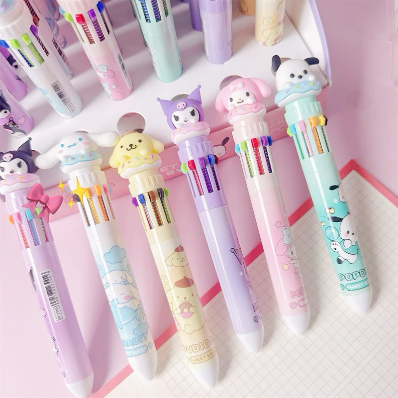 

(STR23) PULPEN SANRIO KUROMI 10 WARNA TEKAN / BALLPOINT KUROMI 10 WARNA KUROMI / PULPEN BANYAK WARNA