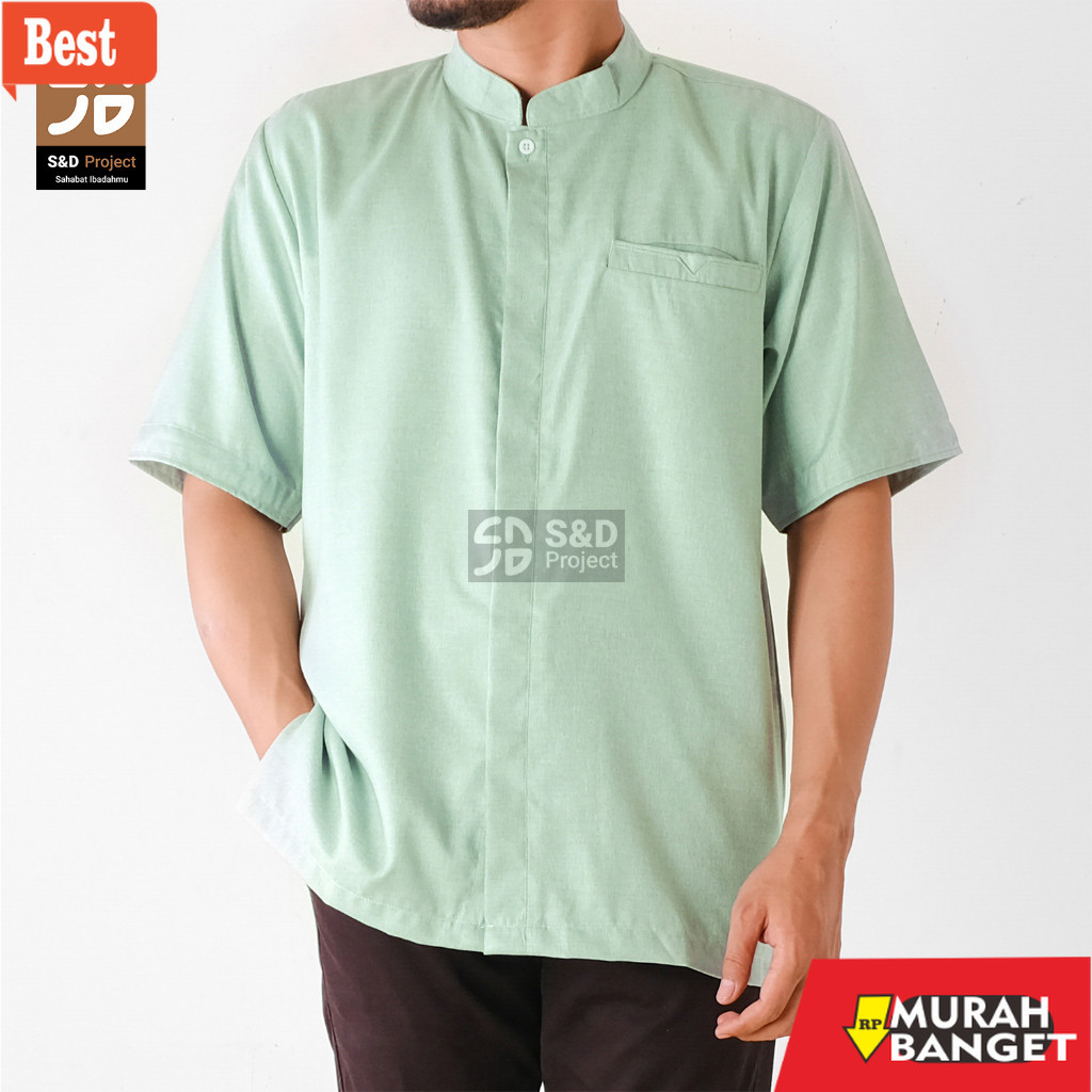 Baju muslim pria pendek- Baju Kemeja Koko Pria Bahan Katun Madinah Ukuran M L XL XXL 3XL 4XL Jumbo M