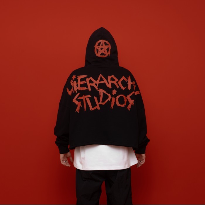 HIERARCHY STUDIOS Spellbound 2.0 - Black Spellcaster Crop Oversized Hoodie