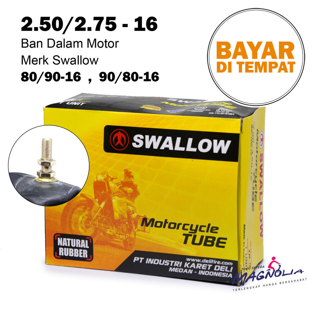 Ban Dalam Motor 2.50/2.75 Ring 16 (80/90-16,90/80-16) Merk Swallow