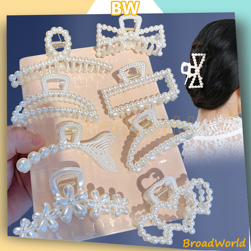 Jepitan Rambut Motif Mutiara Model Korea / Korean Mutiara Hair Claw Clip / Jepit Rambut Mutiara Lucu
