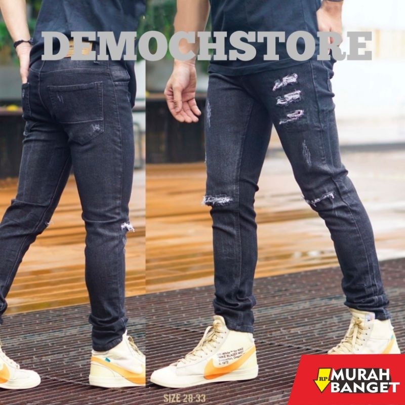 Celana Denim Pria Terbaru- BIG SIZE UKURAN SUPER JUMBO 35 SAMPE 46 CELANA JEANS STRETCH BIKER'S DENI