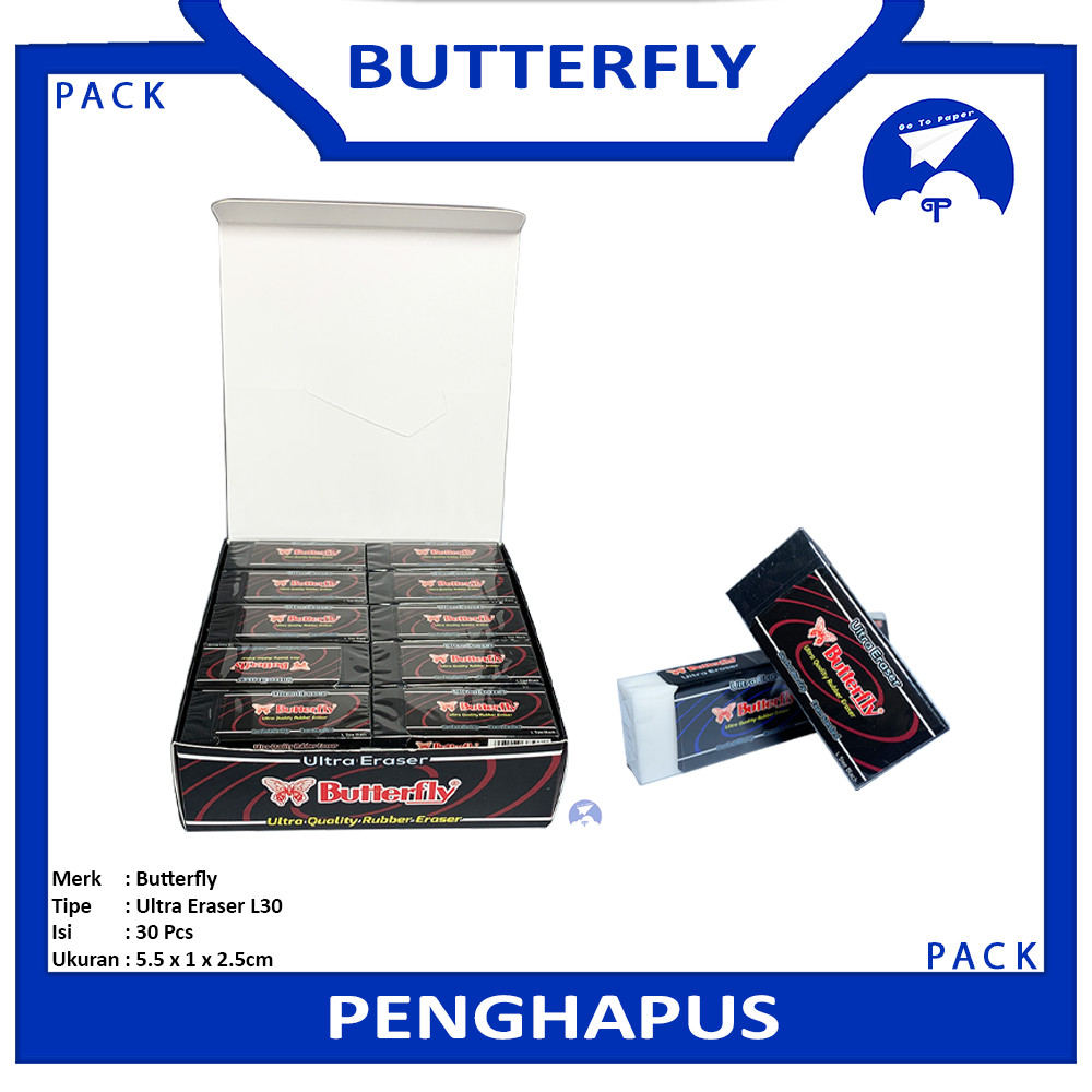 

Butterfly - Penghapus Ultra Quality Rubber Eraser L30 - Pack