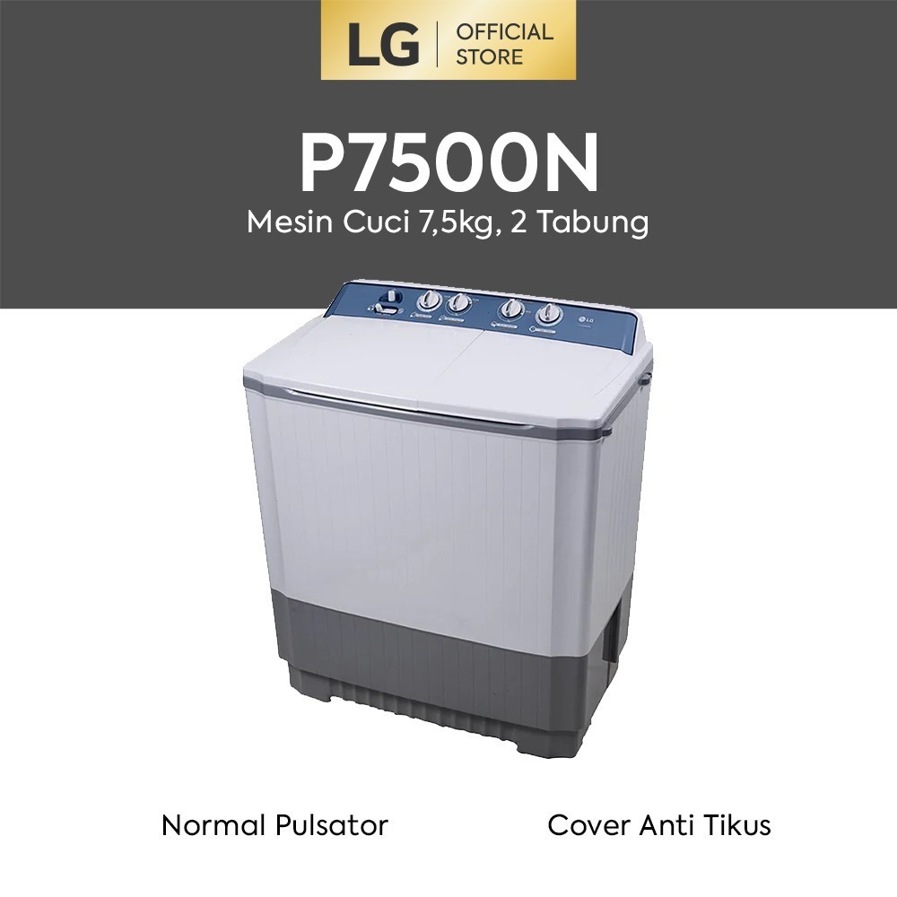 LG Mesin Cuci 7,5 kg, 2 Tabung - P7500N
