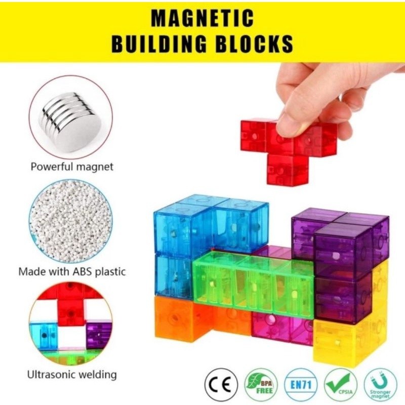 Magic Magnetic Cube / 3D Magnetic Building Blocks / Magic Cube / Puzzle Mainan Edukasi