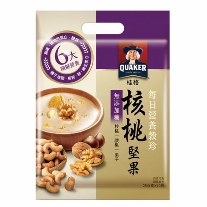 

Quaker Instant Oatmeal Kacang kenari Less sugar