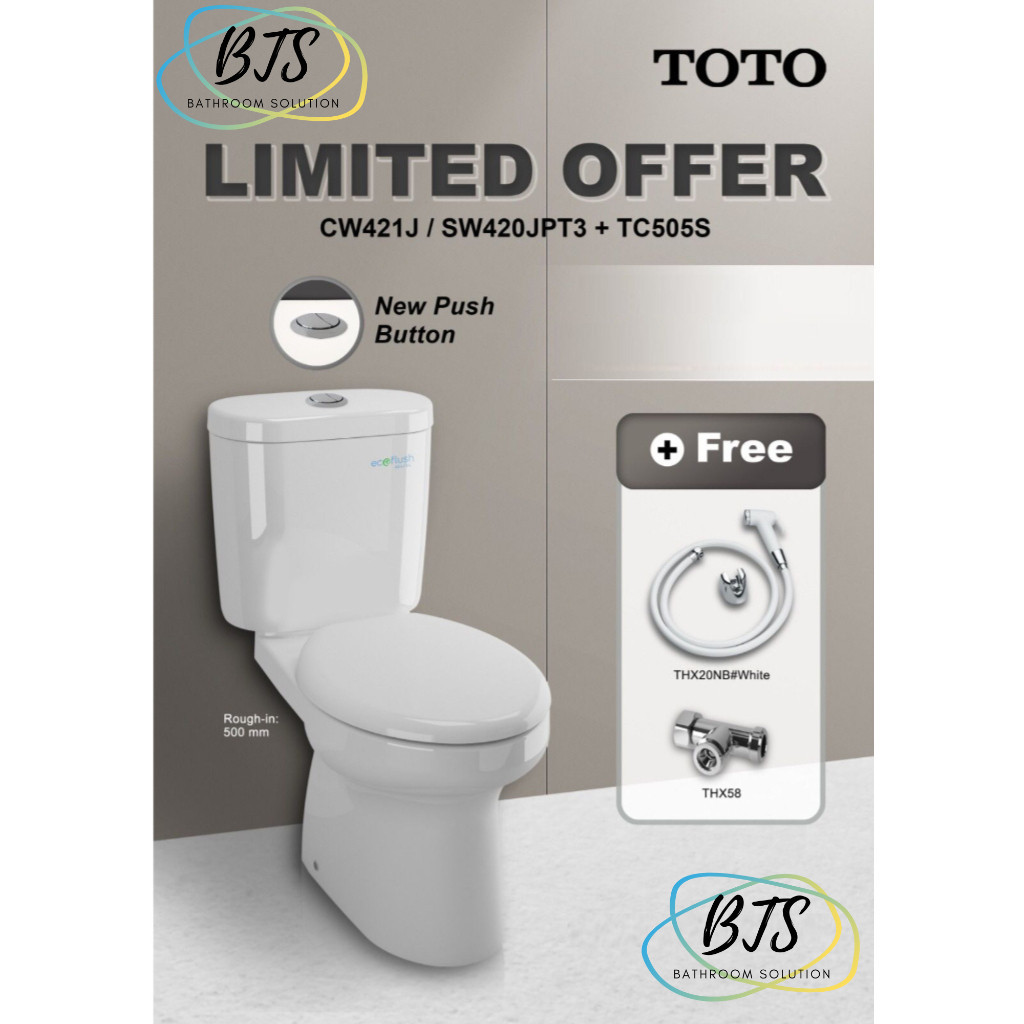 Paket Kloset plus jet shower TOTO CW421J / CW 421 J / CW 421 J / CW421J / CW 421 J