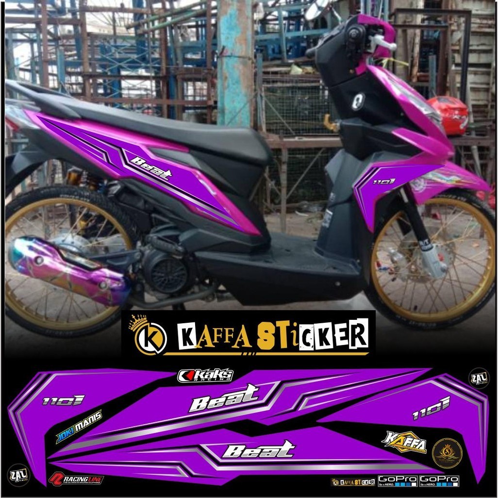 POLET Sticker Striping Beat Esp Street-Stiker variasi list body Racing stiker ungu polet variasi