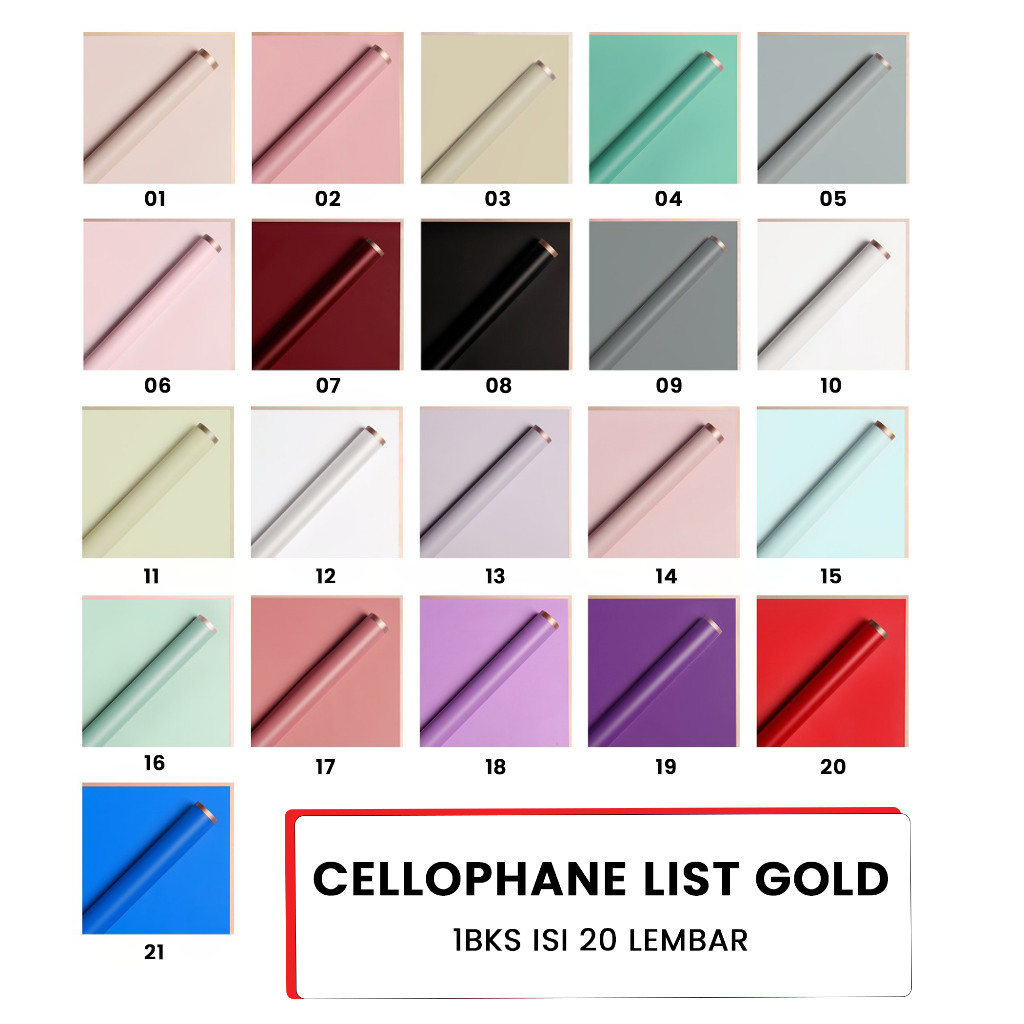 

DISKON!!! [20 Lembar] Kertas Buket Bunga Warna List Emas / Flower Wrapping Paper List Gold / Cellophane List Gold