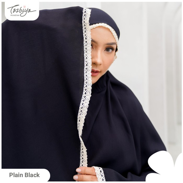 MUKENA TAZBIYA RENDA PLAIN BLACK ALLSIZE