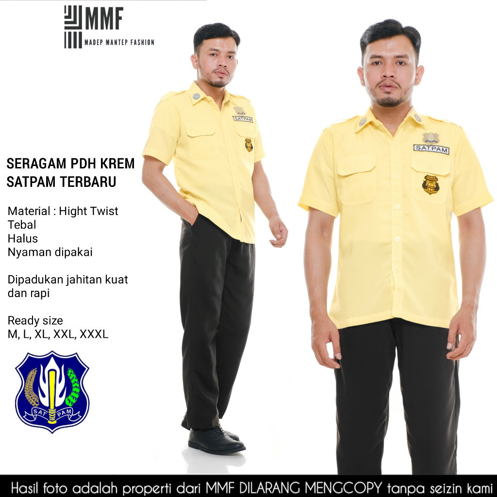COD Baju Seragam Satpam Krem Terbaru Twist Seragam PDH Security Satpam Krem Terbaru Baju Satpam Krem
