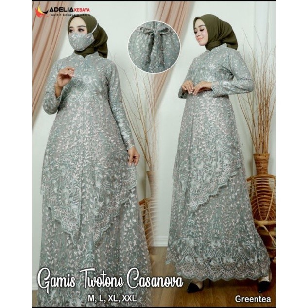 Gamis Kebaya Modern Brokat Cassanova Adelia / Gamis Twotune / Gamis Pesta / Gamis Lamaran / Gamis Le