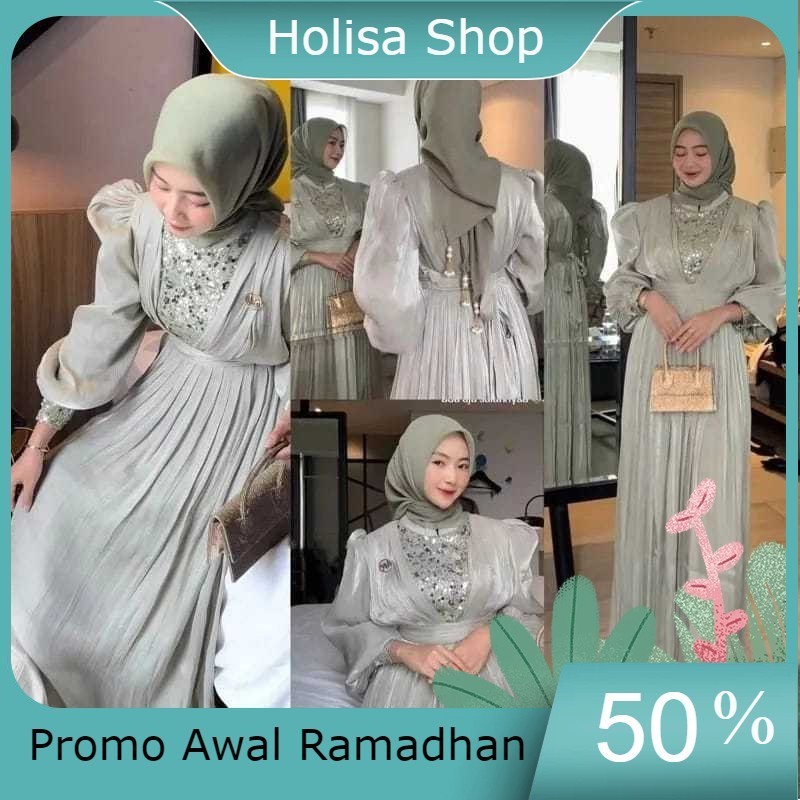 Promo Awal Ramadhan PROMO TERMURAH JOVANA DRESS SHIMMER BUSUI FRIENDLYGamis Kondangan Fashion Muslim