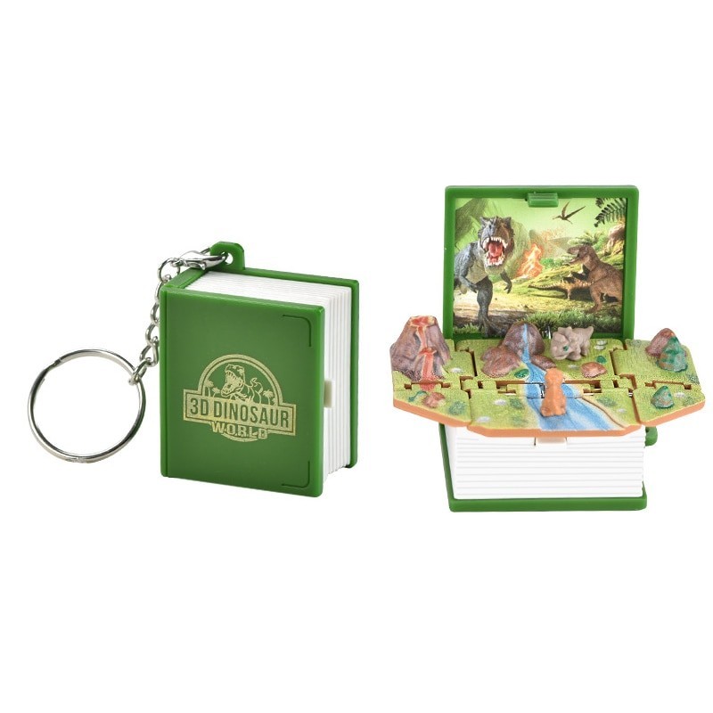 3d Dinosaur Castle Folding Book Keychain Pendant Cartoon Astronaut Soccer Field Pendant For Car Bag 