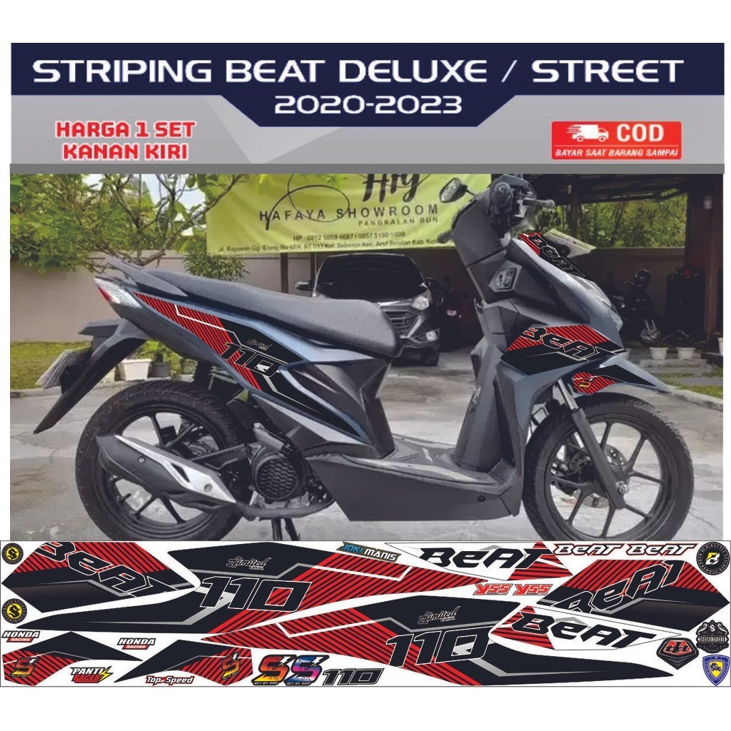 DECAL STRIPING STIKER VARIASI HONDA MOTOR BEAT NEW ISS CBS  DELUXE BEAT ISS STRIKER ALL BEAT BARU VARIASI SETIKER STRIPING BEAT DELUXE 2020- 2023  2024 STIKER MOTIF SIMPLE DECAL