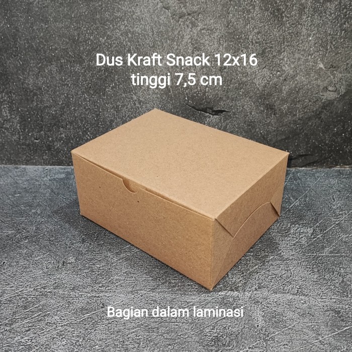 

KTG Dus Kraft 12 x 16 LAMINASI per 50 pcs / GS Kotak Kue Snack Box Coklat - Standard 290gsm
