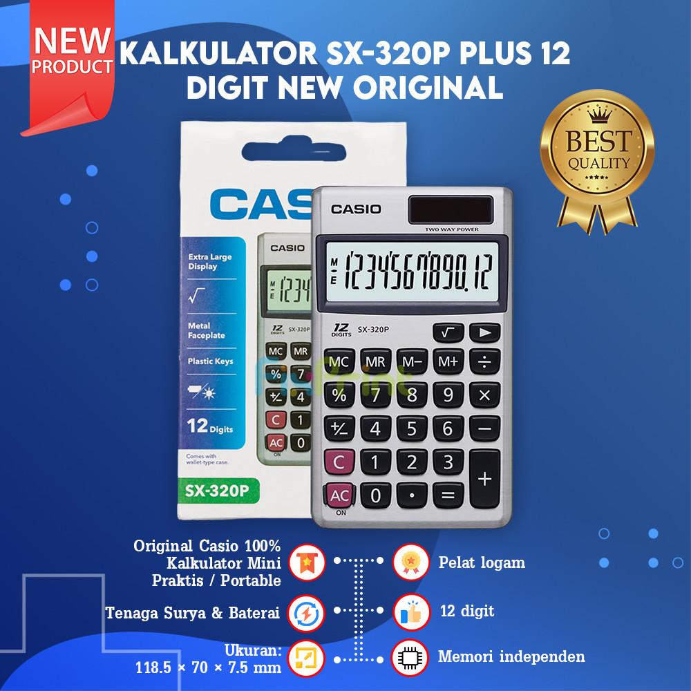 

Casio SX-320P Kalkulator Saku Portable 12 Digit Calculator Pocket ORI