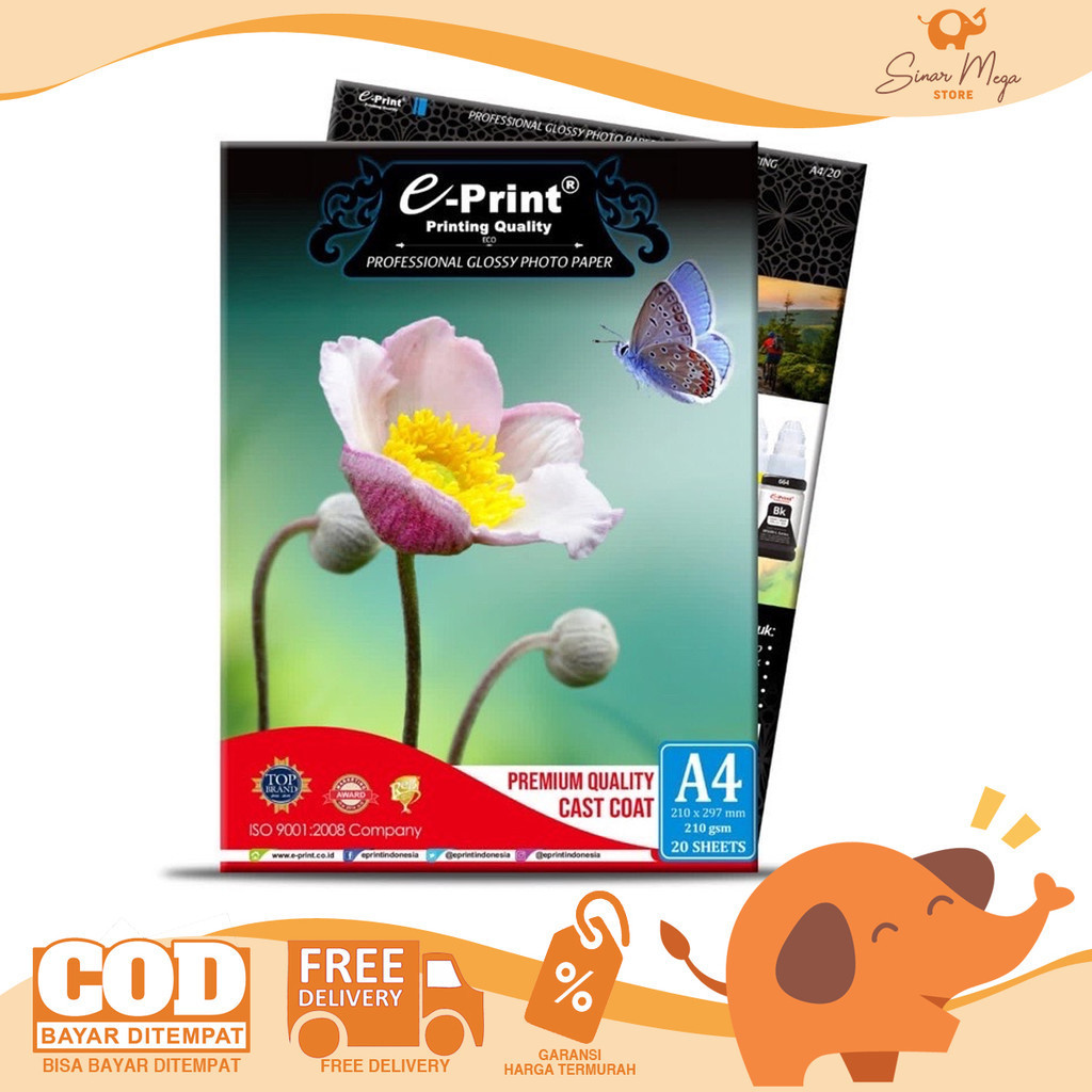 

Eprint E-Print Glossy Photo A4 210gr (20s) Eco BP / Kertas Foto Glossy isi 20 Lembar