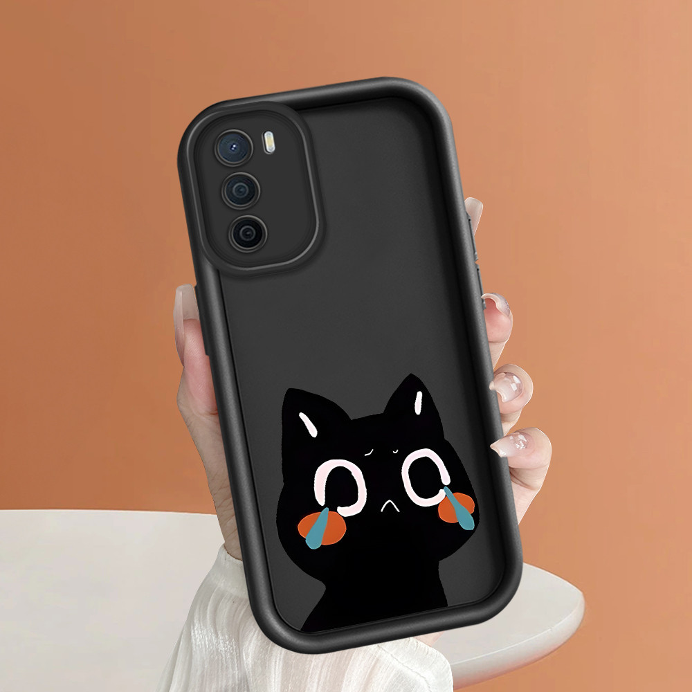 OPPO A16 A16S Hp Casing Handphone Silikon Softcase Untuk Cat Shy Soft Phone Case Mode Kesing Cassing