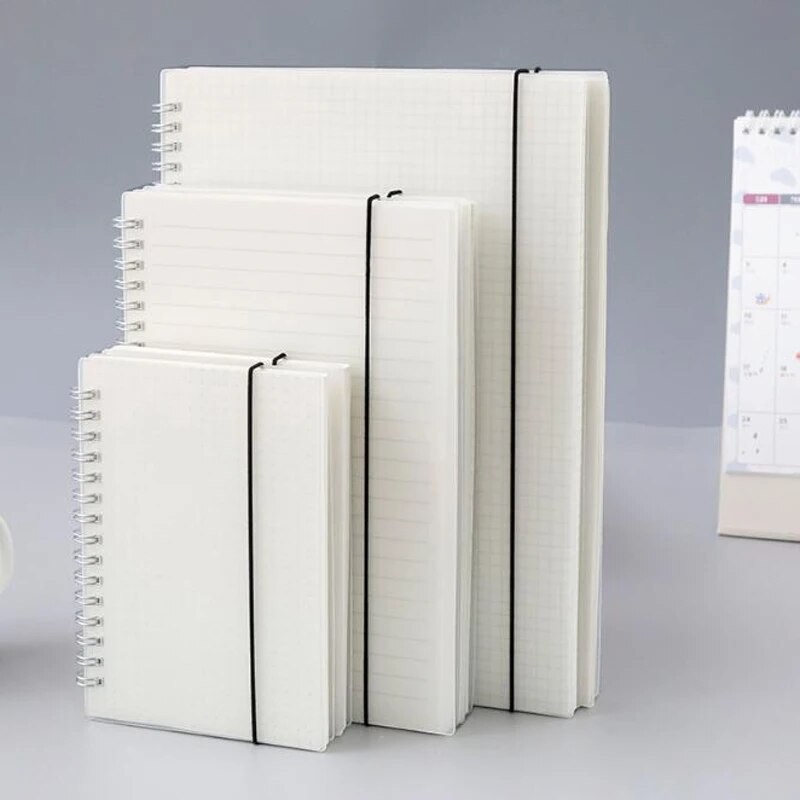 

A4/B5/A5/A6/ Scrub PP Cover Transparent Horizontal line White paper Grid Dot hand account Book Strap Notepad Notebook Diary