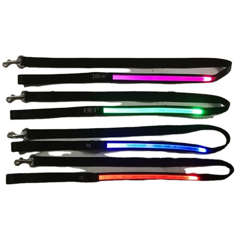 Tali Pegangan Tangan Bercahaya Led Tali Kulit Anjing Tahan Air Tali Anjing Berkilau Jalan Anjing Tal