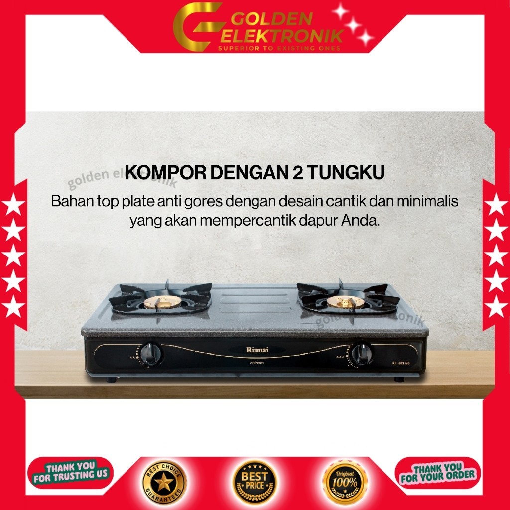 KOMPOR GAS RINNAI RI-602AG RI 602AG RI 602 AG 2 TUNGKU